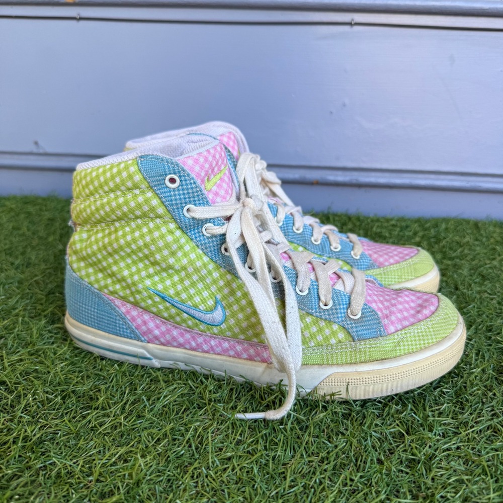 Nike Sweet Classic High Gingham Patchwork Pastel Sneakers Womens 7.5 354906-311